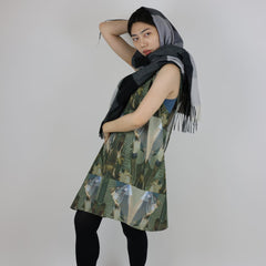 London Print Apron Style Cotton Canvas Dress