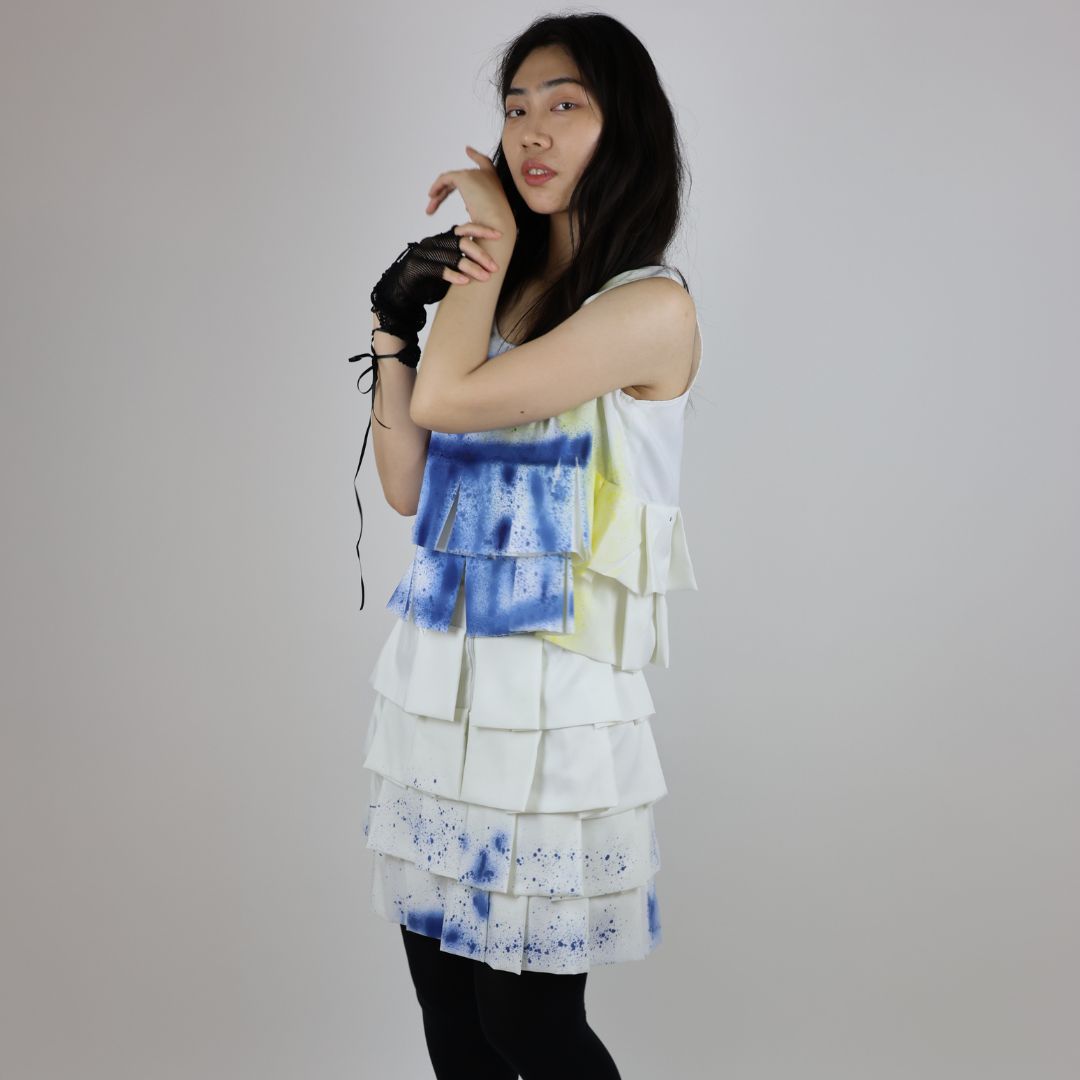 Hand Dyed Layered Cotton Polyester Skirt and Top