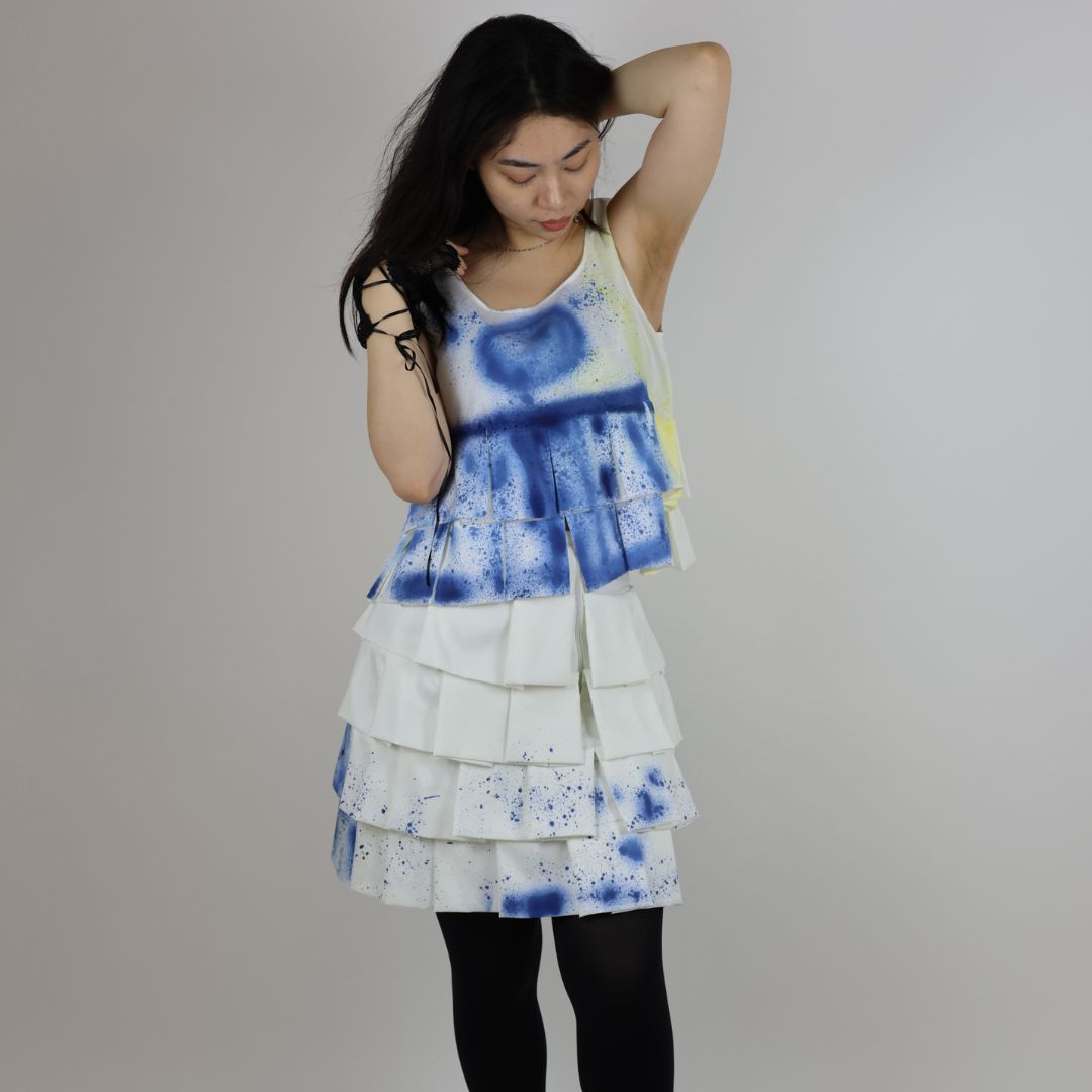 Hand Dyed Layered Cotton Polyester Skirt and Top