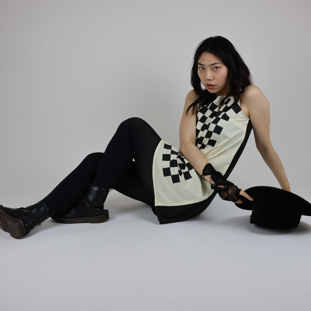 Geometric Patterned Retro Polyester Shift Dress
