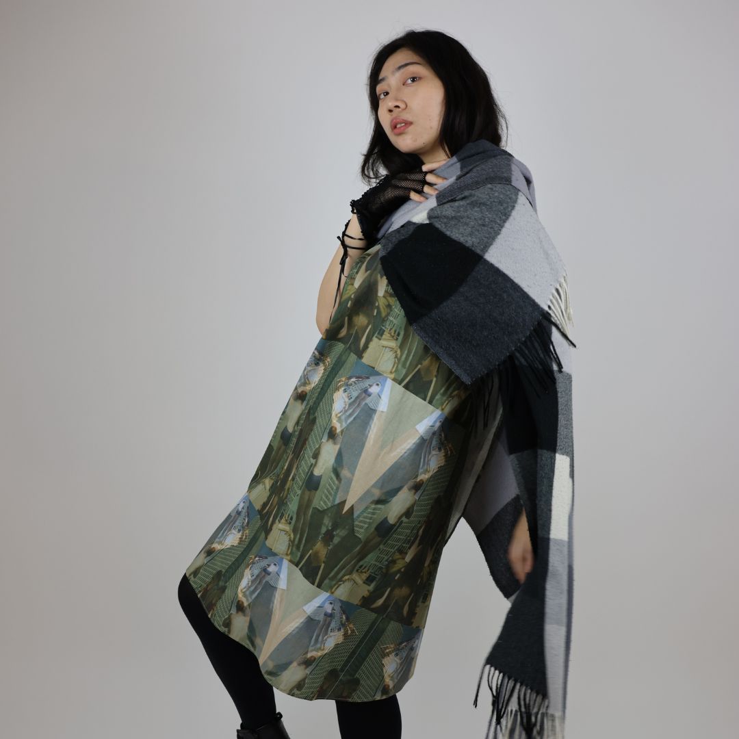 London Print Apron Style Cotton Canvas Dress