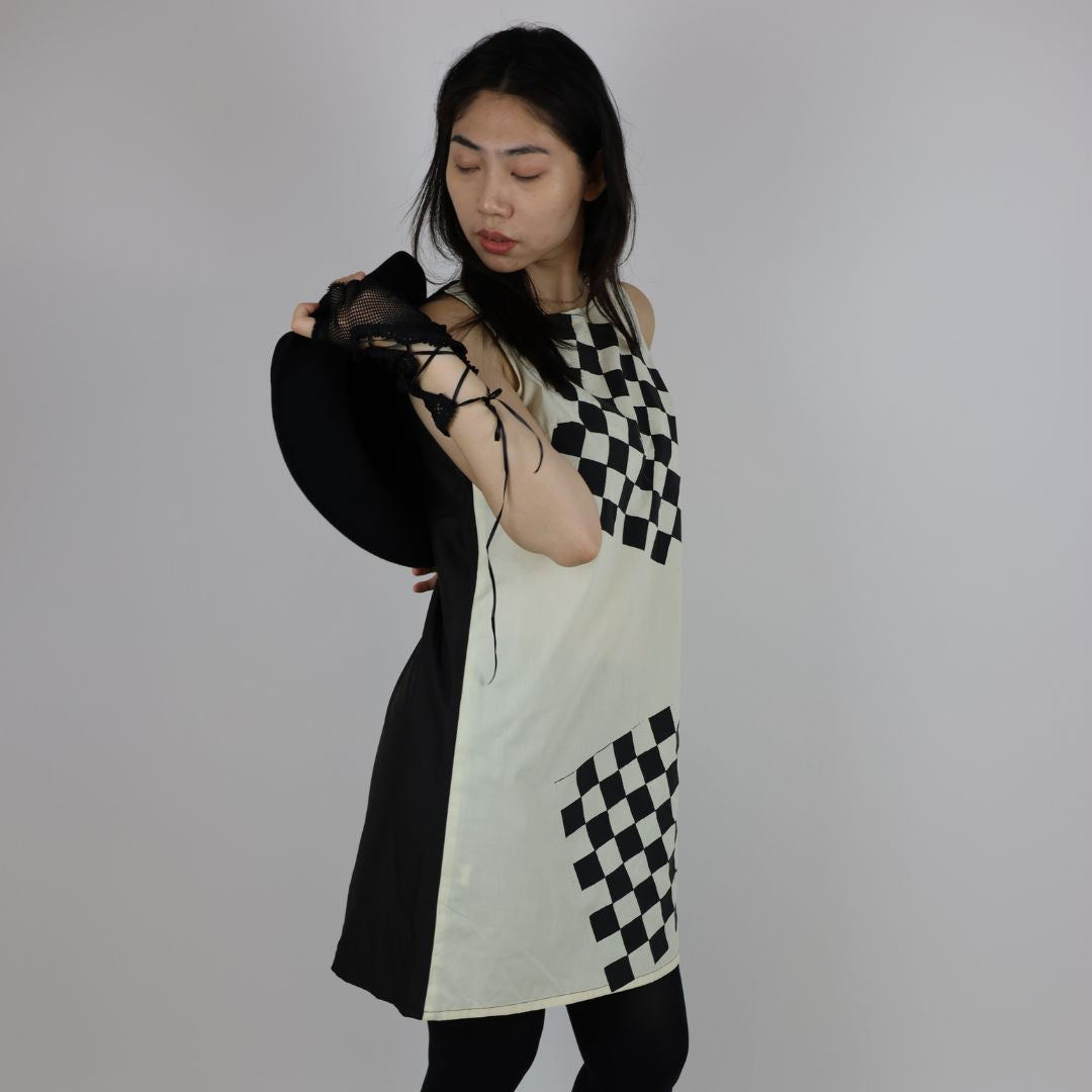 Geometric Patterned Retro Polyester Shift Dress