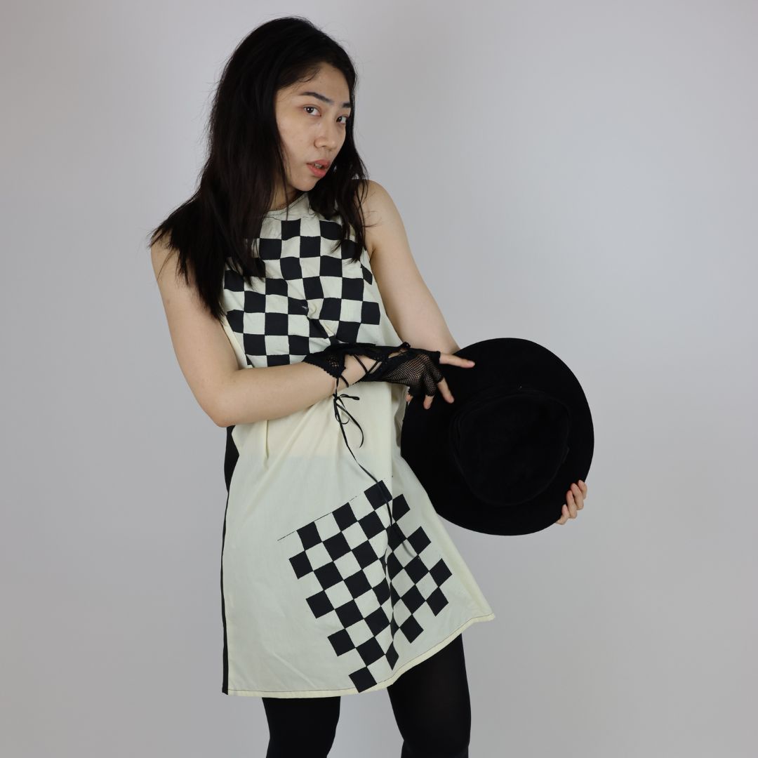 Geometric Patterned Retro Polyester Shift Dress