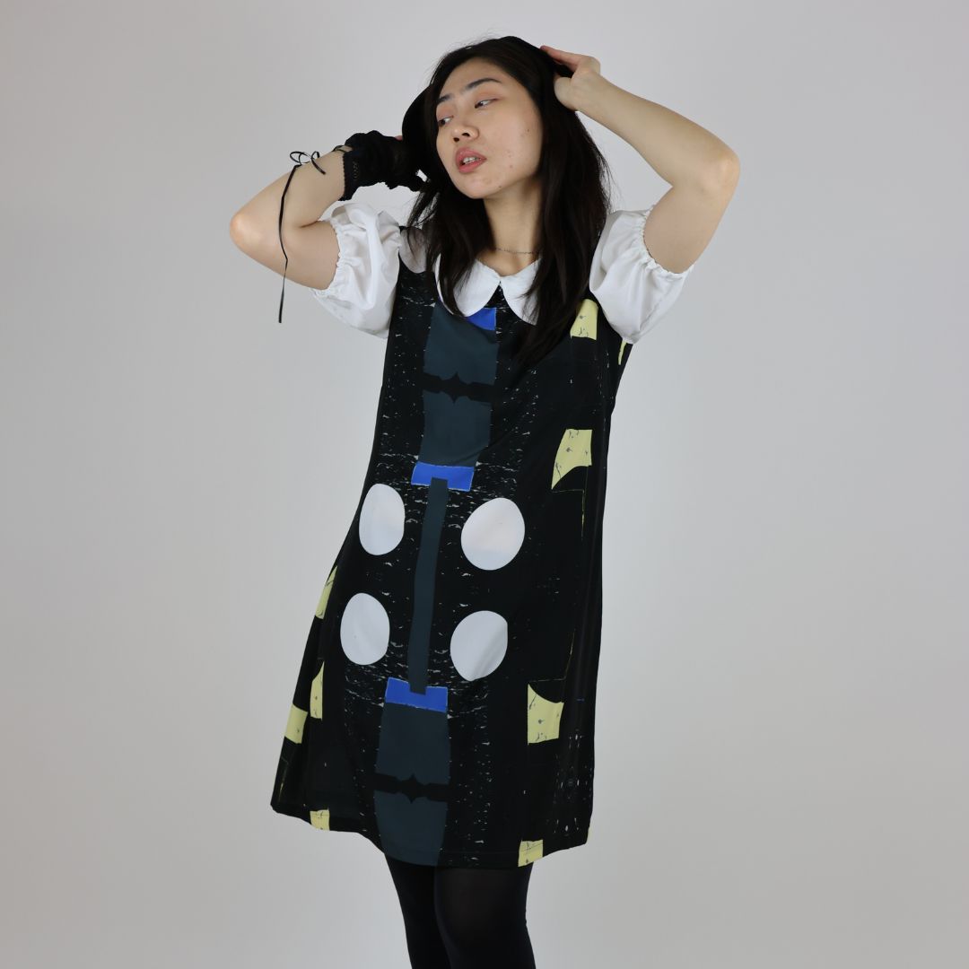 Polka dot crepe de chine party dress